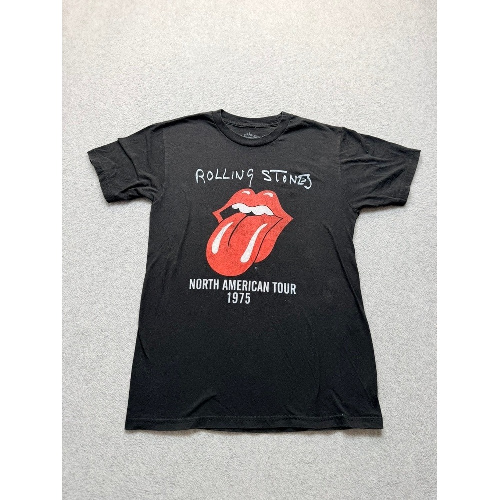 Rolling Stones North American Tour 1975 Graphic T-Shirt Black Small RN102050